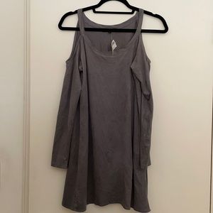 Gray cold shoulder dress